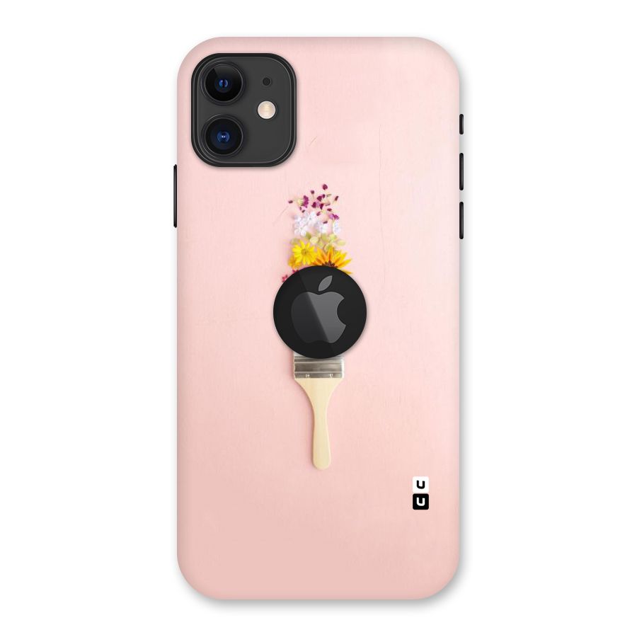 Painted Flowers Back Case for iPhone 11 Logo Cut