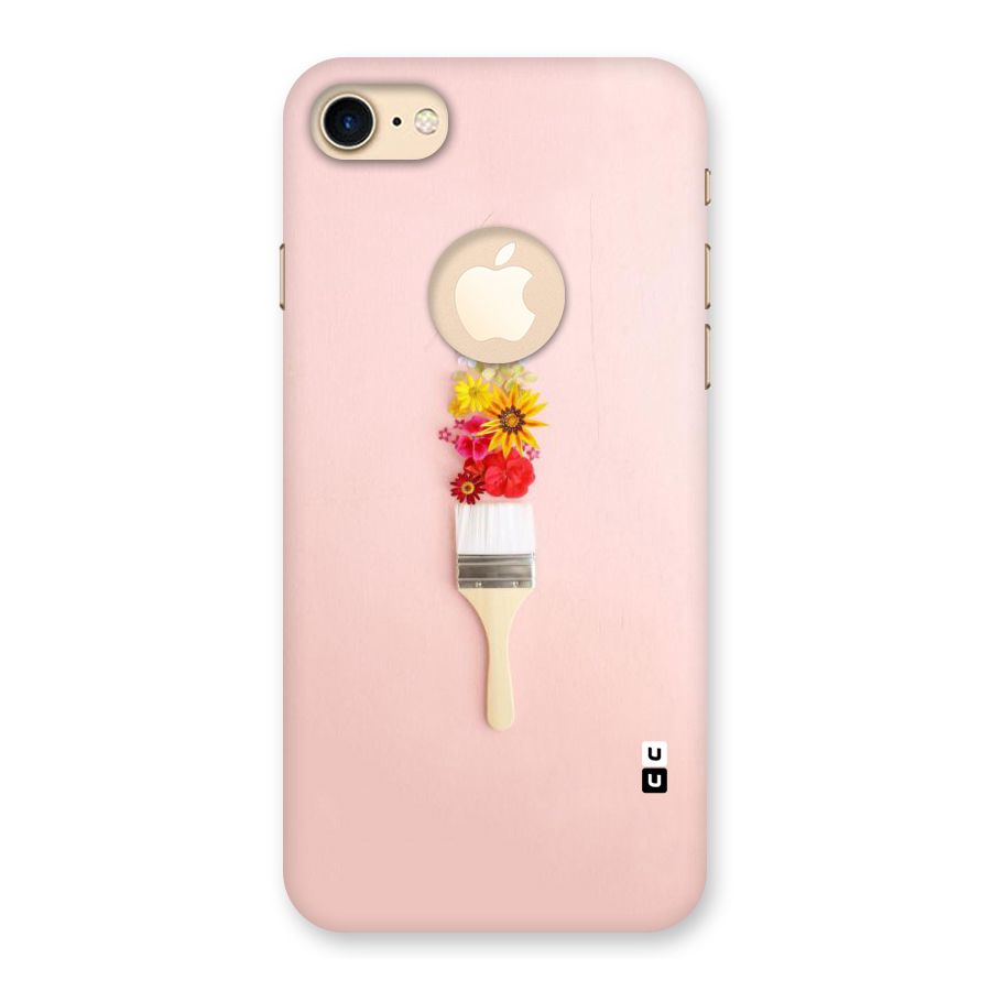 Painted Flowers Back Case for iPhone 7 Logo Cut