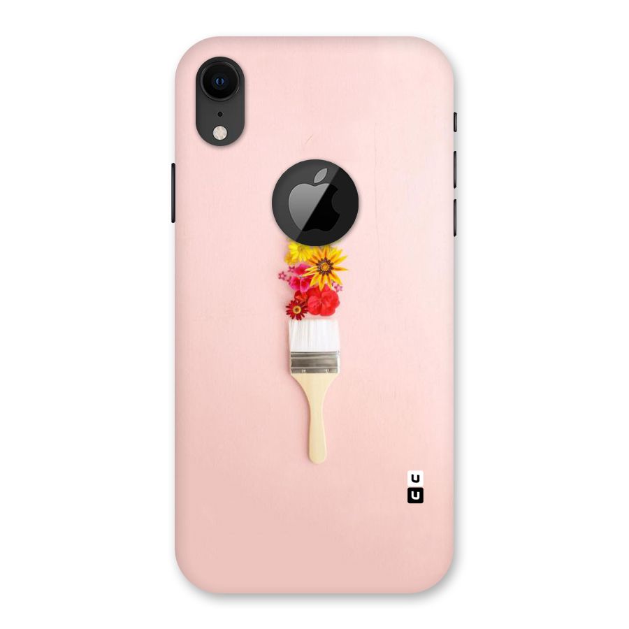 Painted Flowers Back Case for iPhone XR Logo Cut