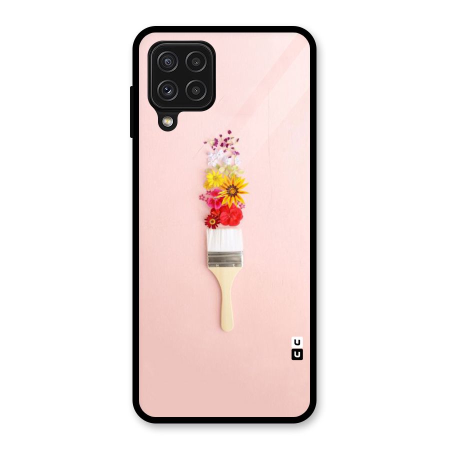 Painted Flowers Glass Back Case for Galaxy A22 4G