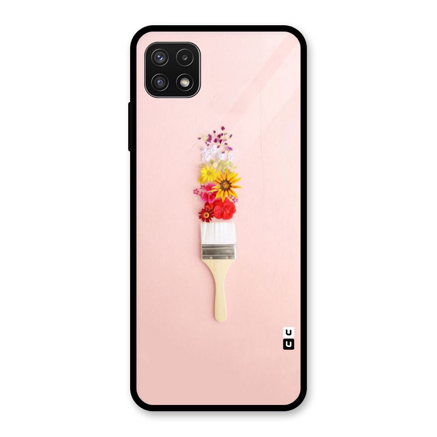 Painted Flowers Glass Back Case for Galaxy A22 5G
