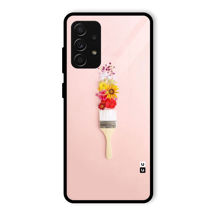 Painted Flowers Glass Back Case for Galaxy A53 5G