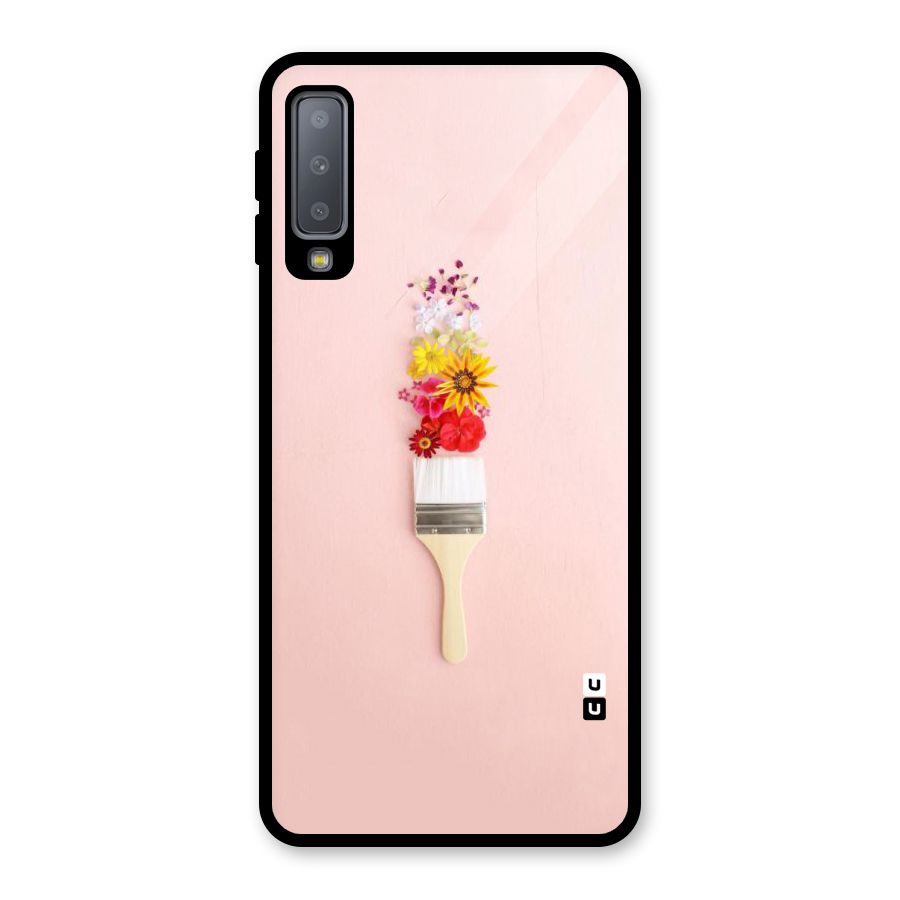 Painted Flowers Glass Back Case for Galaxy A7 (2018)