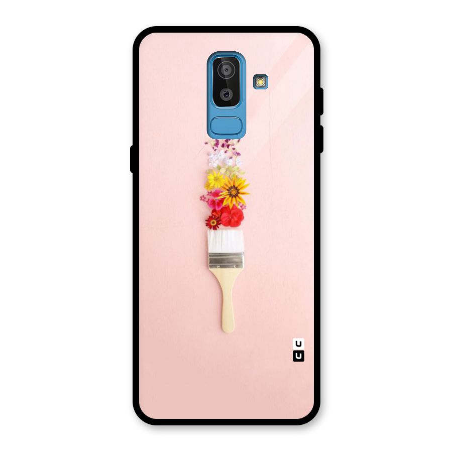 Painted Flowers Glass Back Case for Galaxy J8