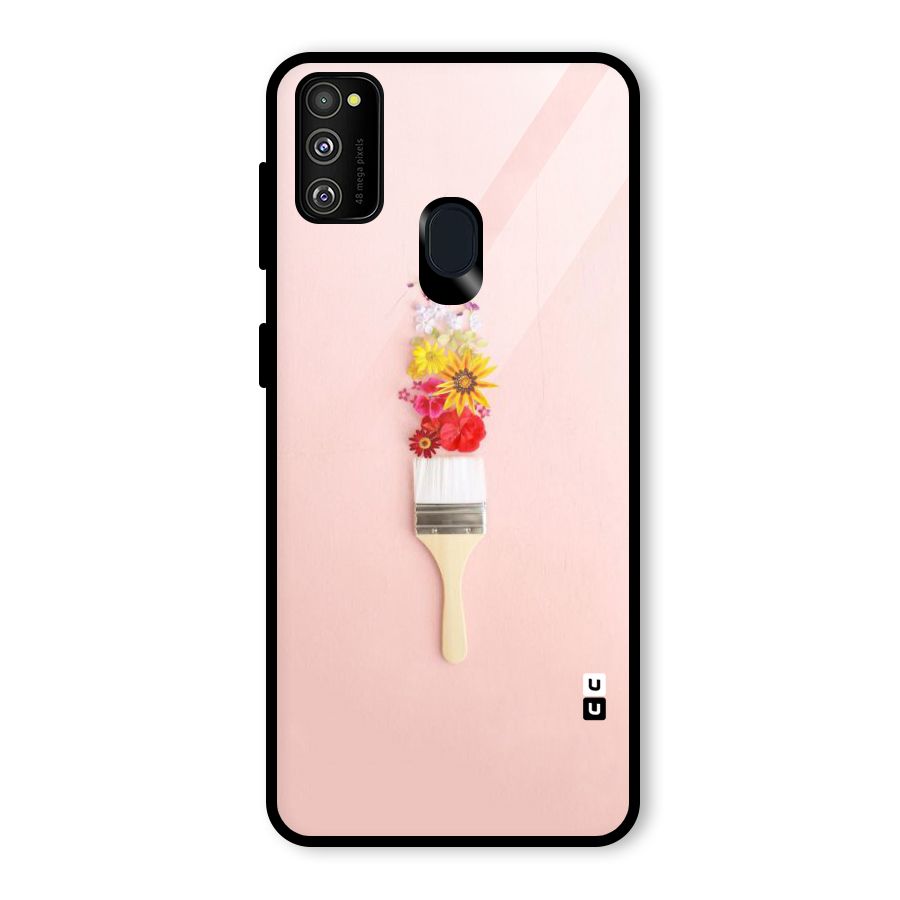 Painted Flowers Glass Back Case for Galaxy M30s