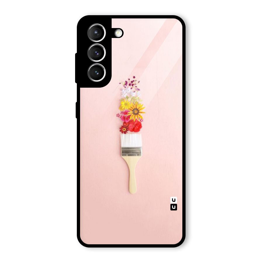 Painted Flowers Glass Back Case for Galaxy S21 5G
