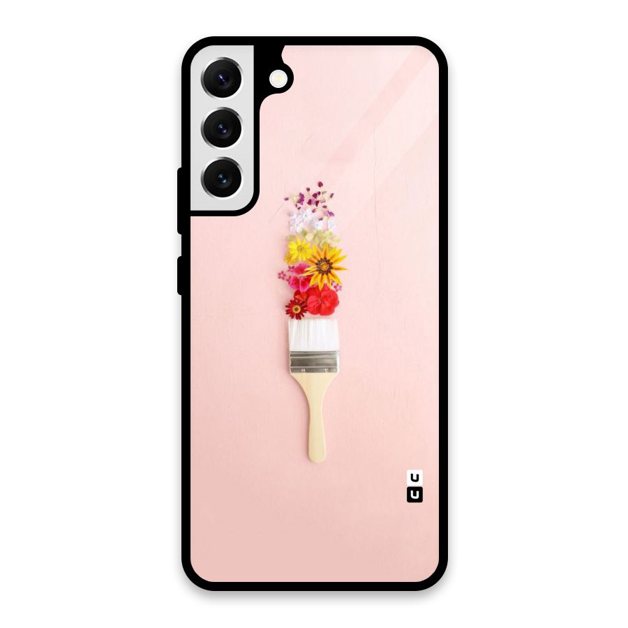 Painted Flowers Glass Back Case for Galaxy S22 Plus 5G