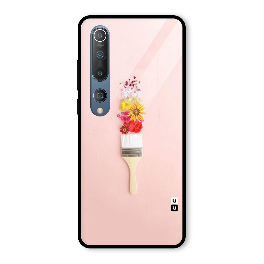 Painted Flowers Glass Back Case for Mi 10