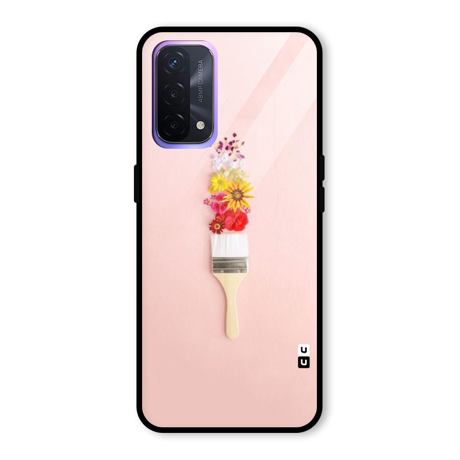 Painted Flowers Glass Back Case for Oppo A74 5G