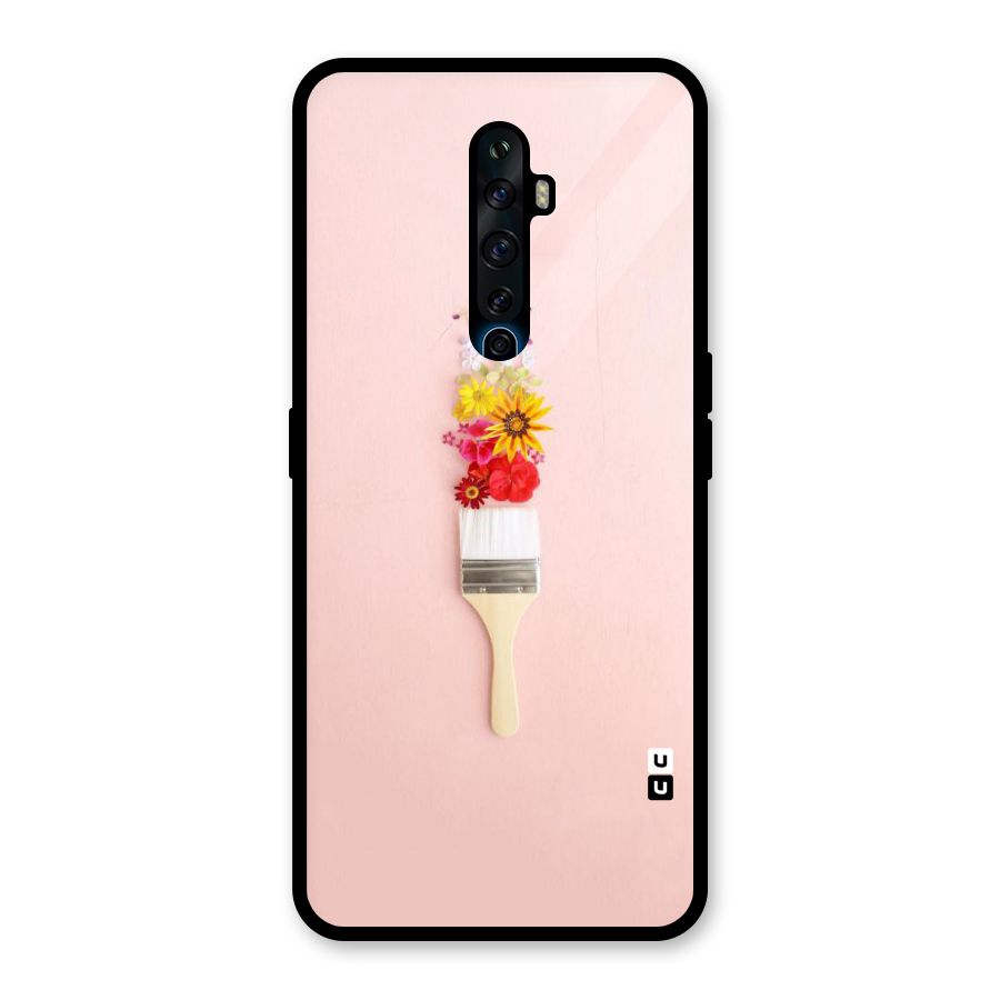 Painted Flowers Glass Back Case for Oppo Reno2 F