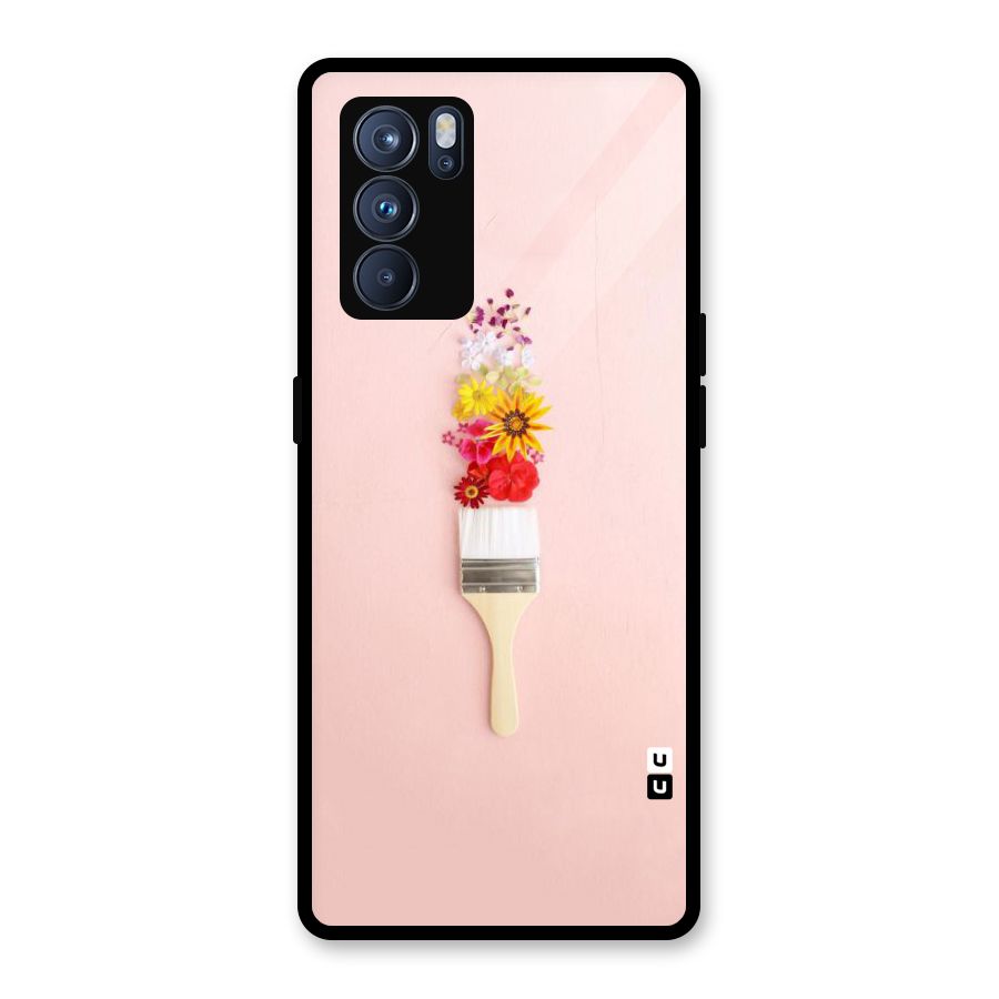 Painted Flowers Glass Back Case for Oppo Reno6 Pro 5G