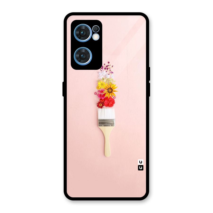 Painted Flowers Glass Back Case for Oppo Reno7 5G