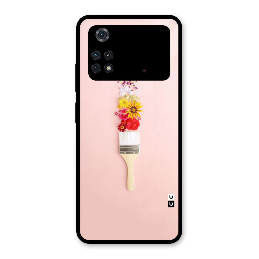 Painted Flowers Glass Back Case for Poco M4 Pro 4G
