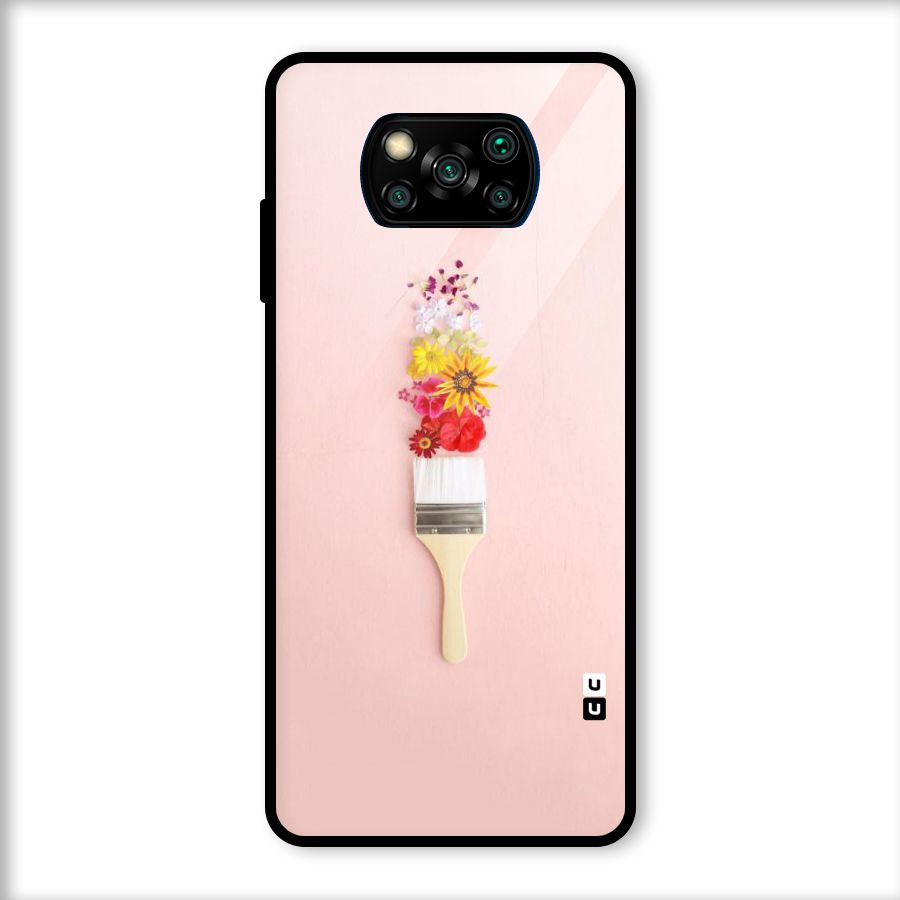 Painted Flowers Glass Back Case for Poco X3