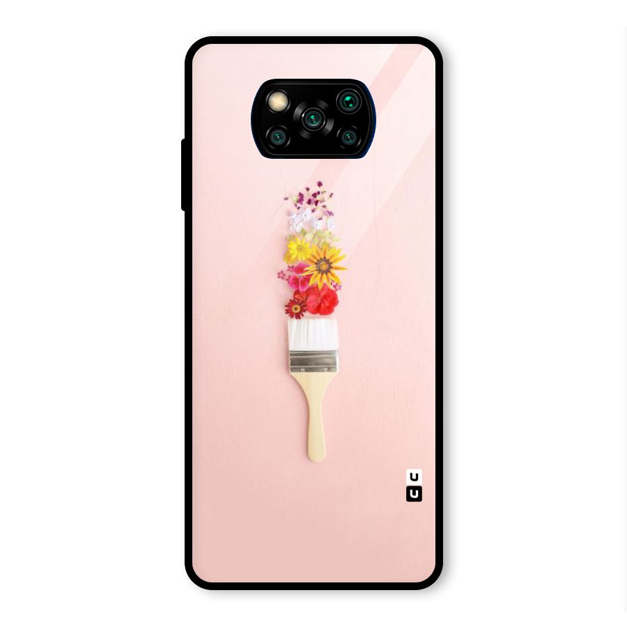 Painted Flowers Glass Back Case for Poco X3 Pro