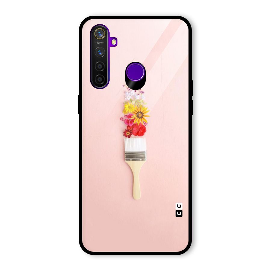 Painted Flowers Glass Back Case for Realme 5 Pro