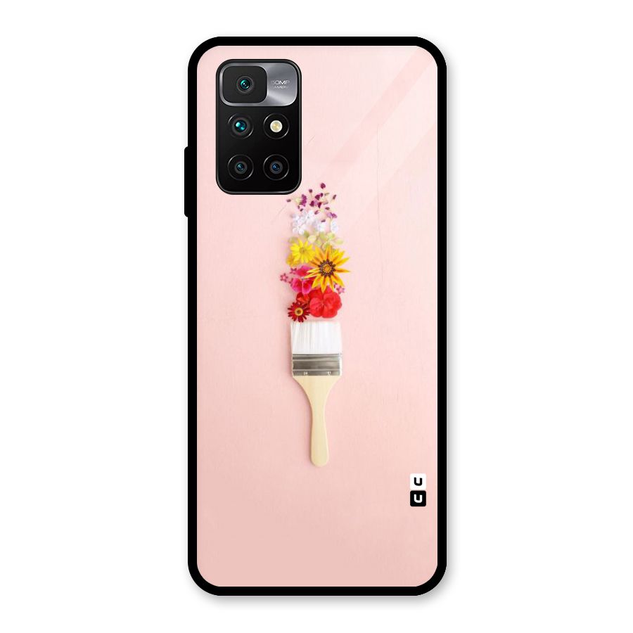 Painted Flowers Glass Back Case for Redmi 10 Prime