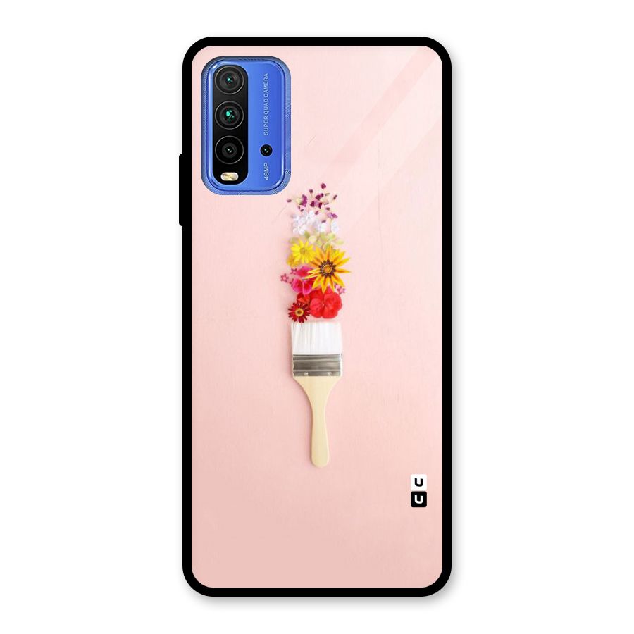 Painted Flowers Glass Back Case for Redmi 9 Power