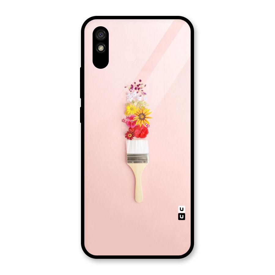 Painted Flowers Glass Back Case for Redmi 9i