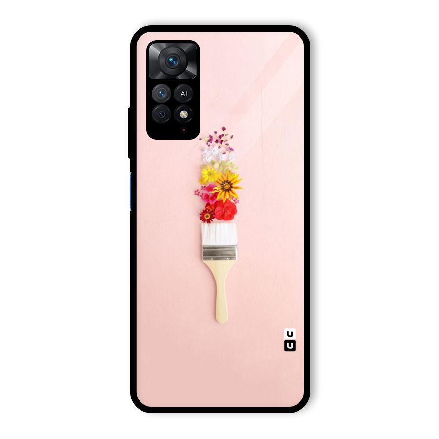 Painted Flowers Glass Back Case for Redmi Note 11 Pro