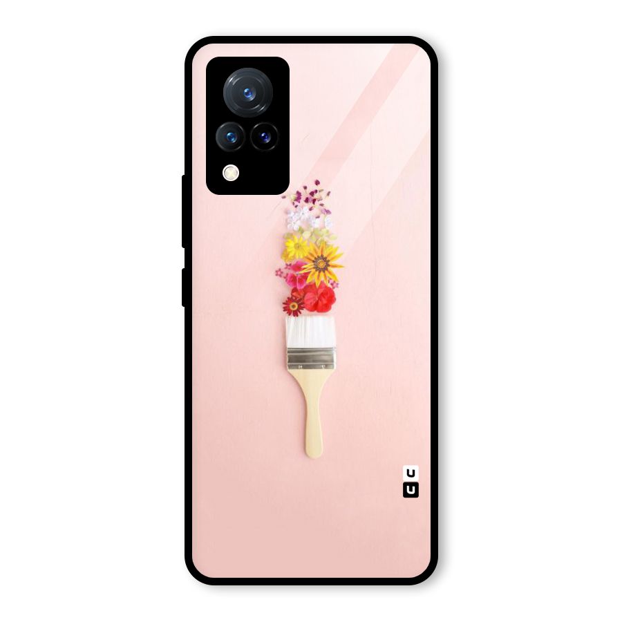 Painted Flowers Glass Back Case for Vivo V21 5G