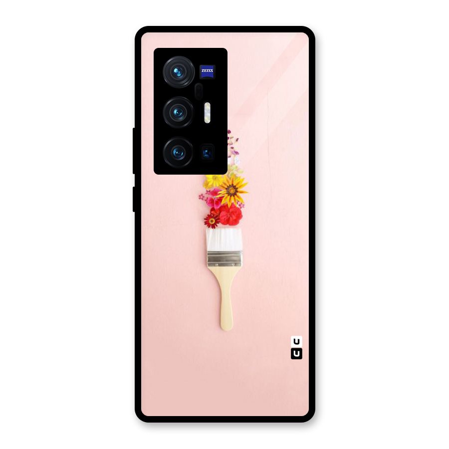 Painted Flowers Glass Back Case for Vivo X70 Pro Plus