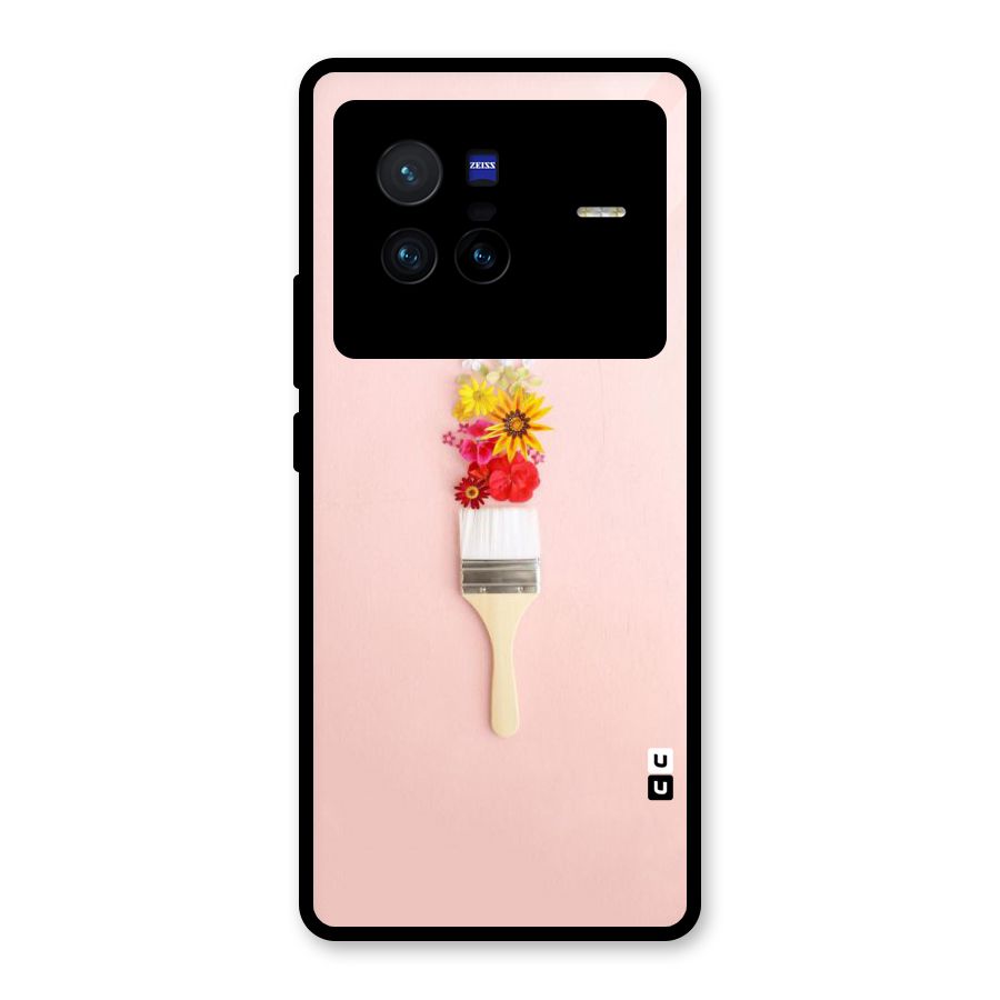 Painted Flowers Glass Back Case for Vivo X80