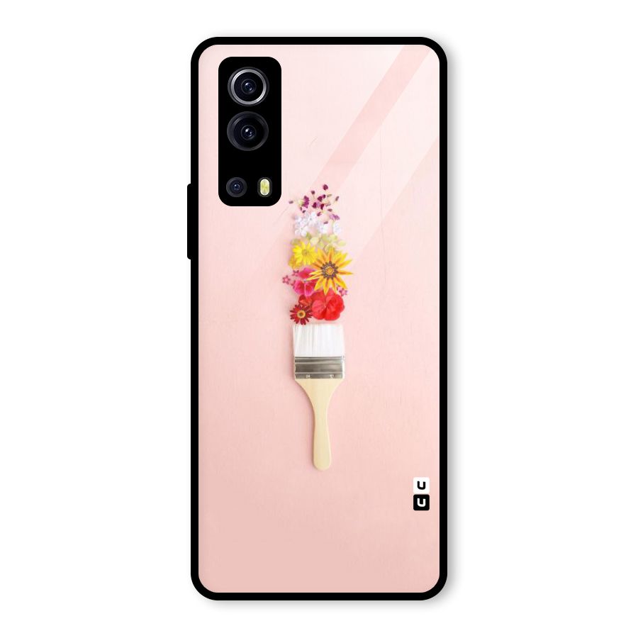 Painted Flowers Glass Back Case for Vivo iQOO Z3