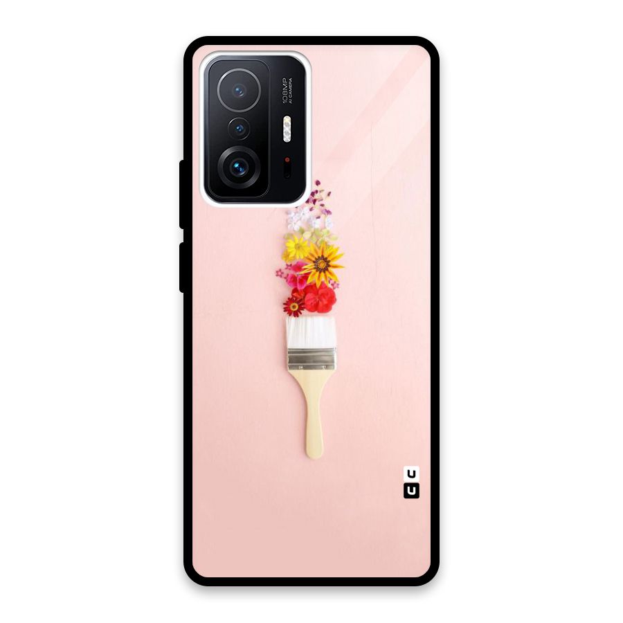 Painted Flowers Glass Back Case for Xiaomi 11T Pro
