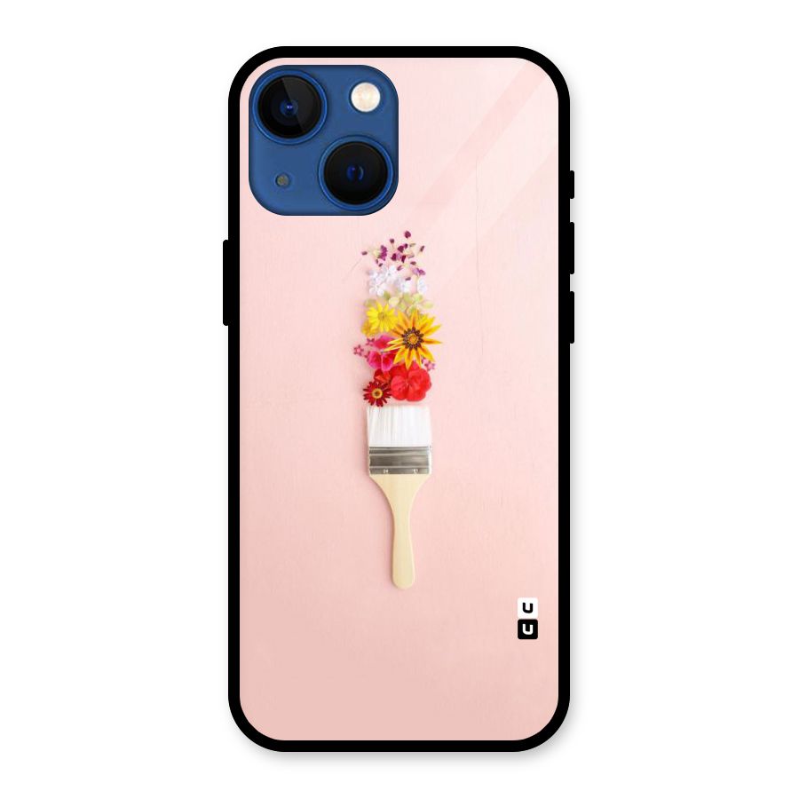 Painted Flowers Glass Back Case for iPhone 13 Mini