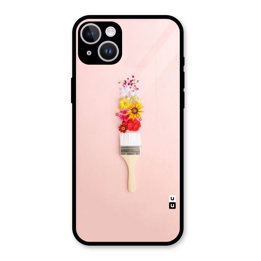 Painted Flowers Glass Back Case for iPhone 14 Plus