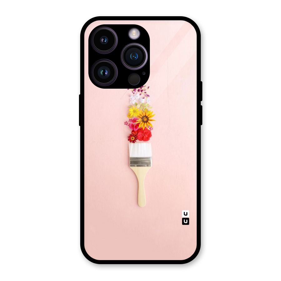 Painted Flowers Glass Back Case for iPhone 14 Pro