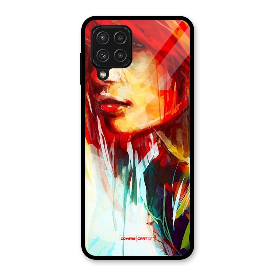 Painted Girl Glass Back Case for Galaxy A22 4G