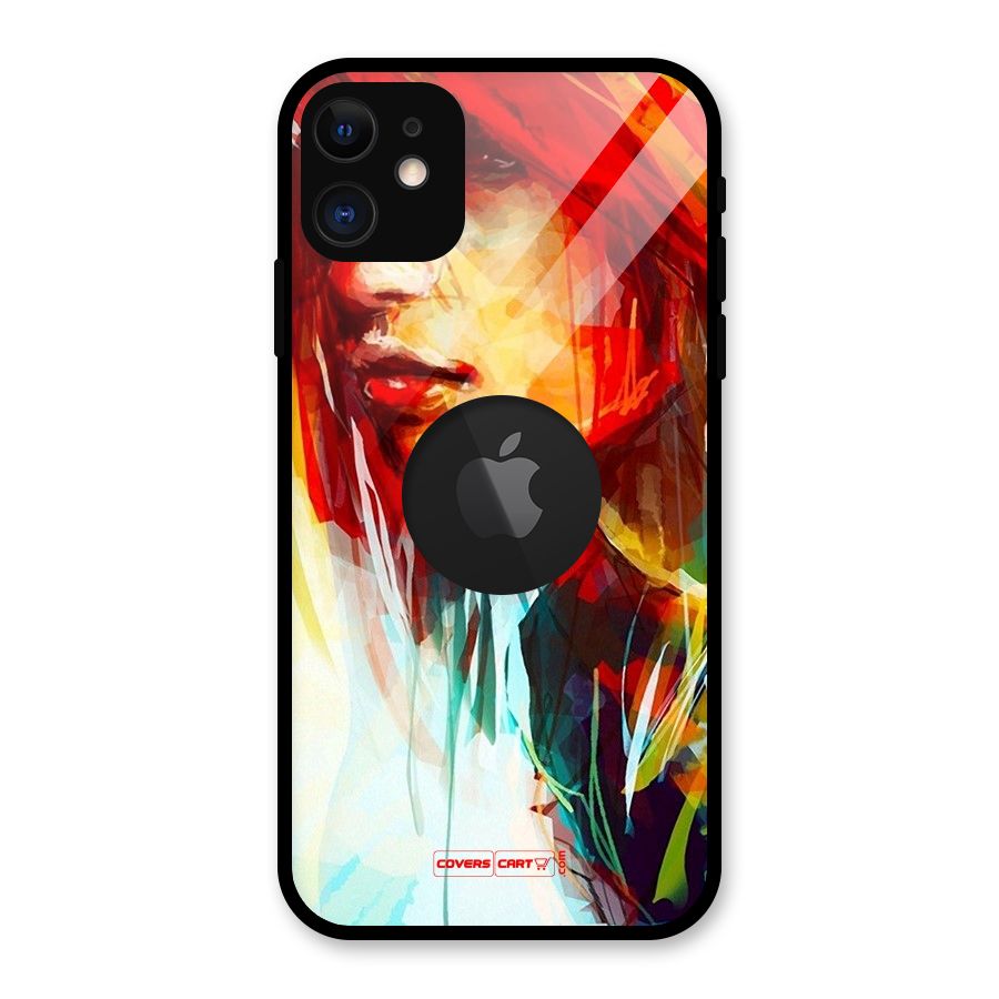 Painted Girl Glass Back Case for iPhone 11 Logo Cut