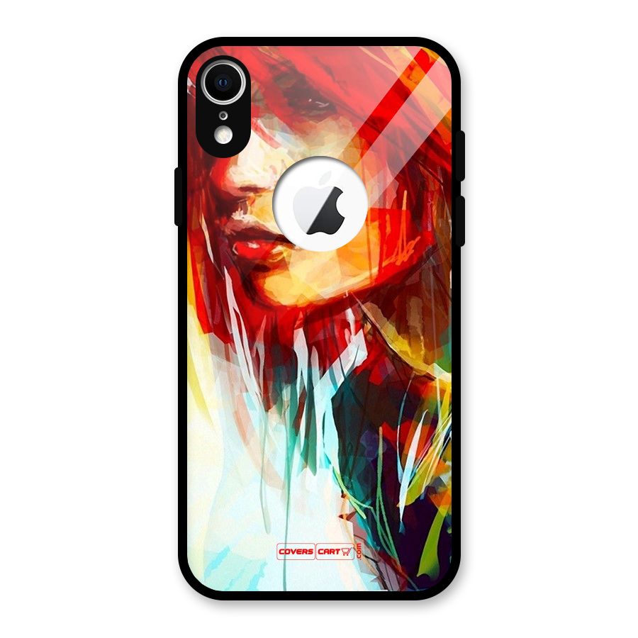 Painted Girl Glass Back Case for iPhone XR Logo Cut