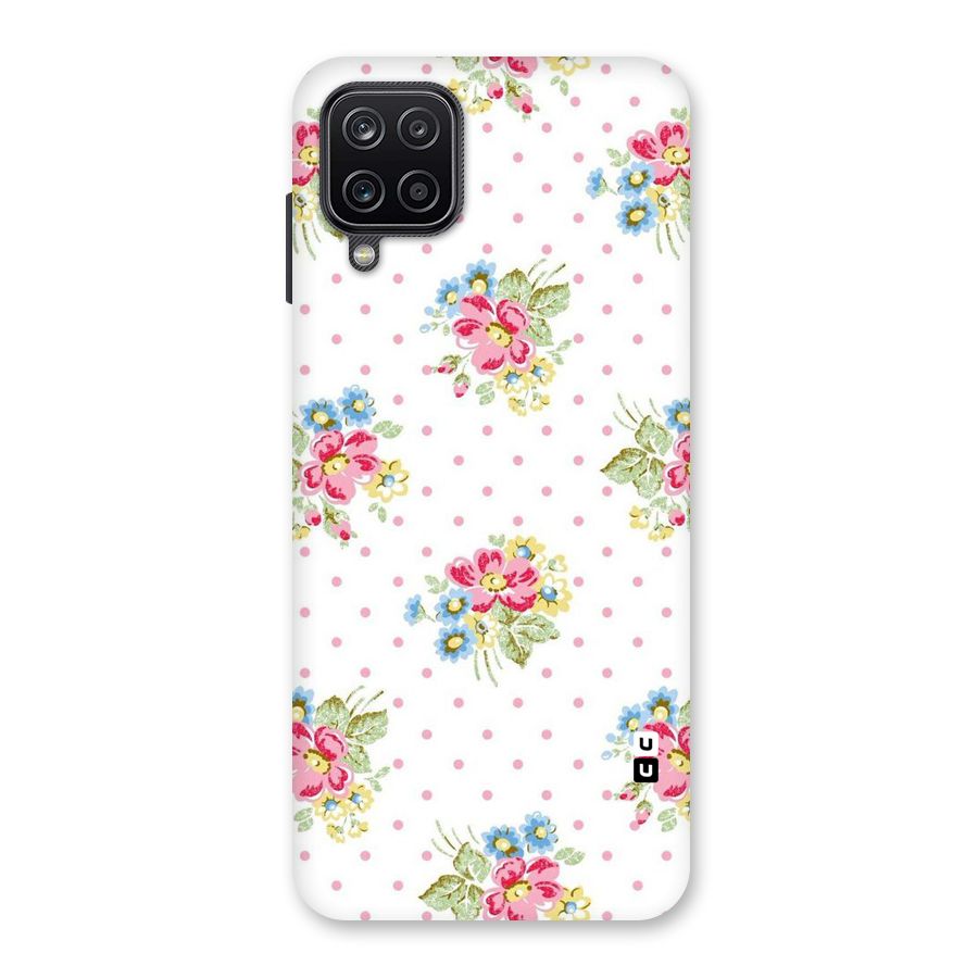 Painted Polka Floral Back Case for Galaxy A12