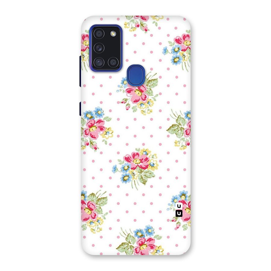 Painted Polka Floral Back Case for Galaxy A21s