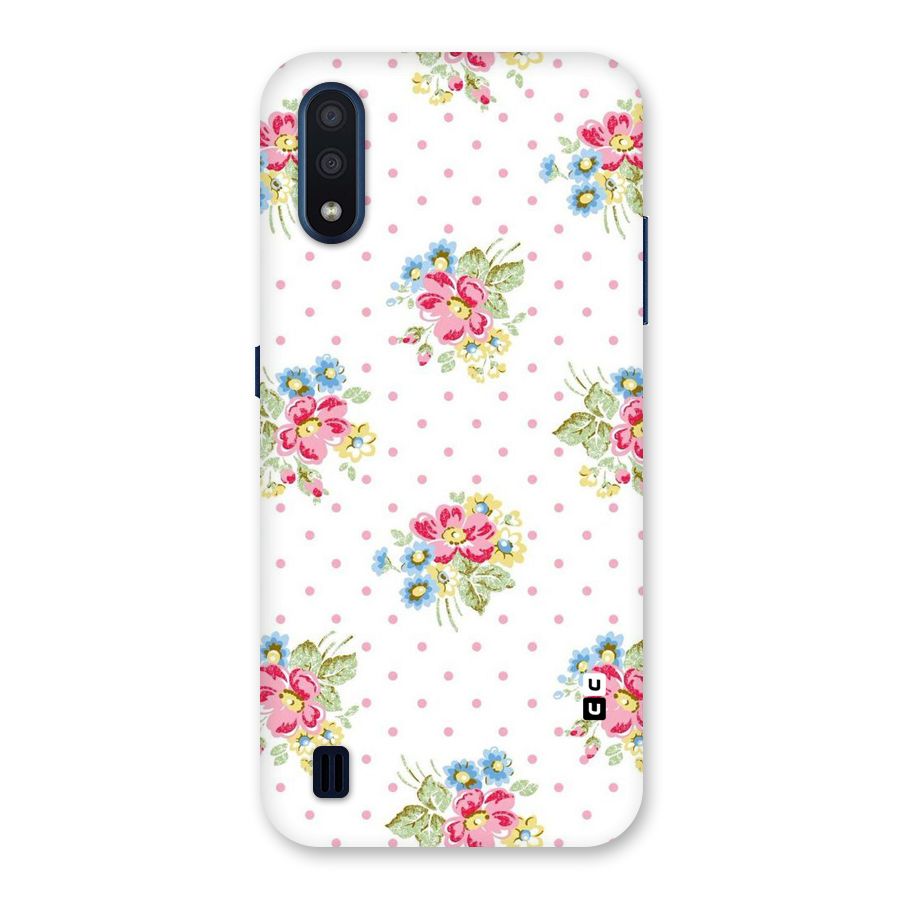 Painted Polka Floral Back Case for Galaxy M01