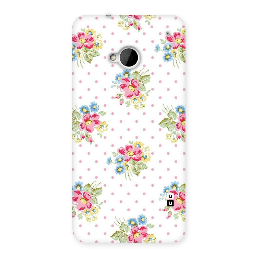 Painted Polka Floral Back Case for HTC One M7