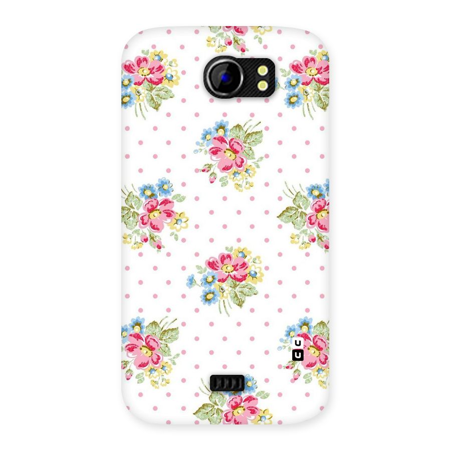 Painted Polka Floral Back Case for Micromax Canvas 2 A110