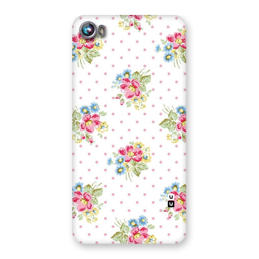 Painted Polka Floral Back Case for Micromax Canvas Fire 4 A107