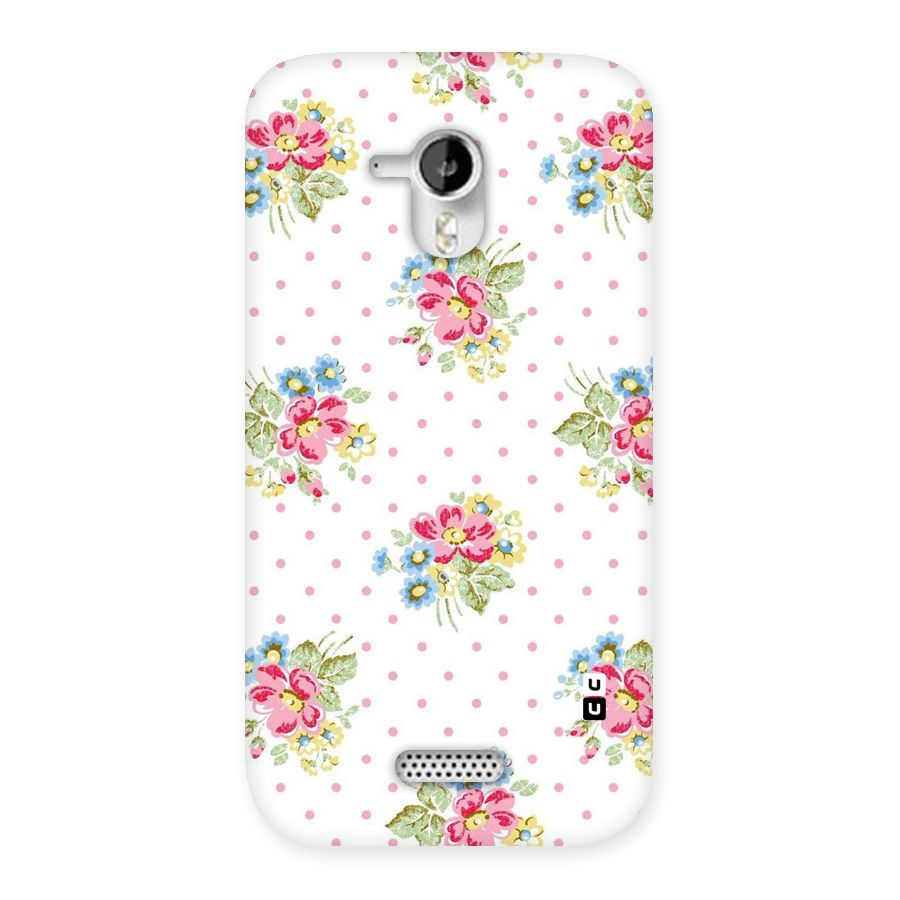 Painted Polka Floral Back Case for Micromax Canvas HD A116