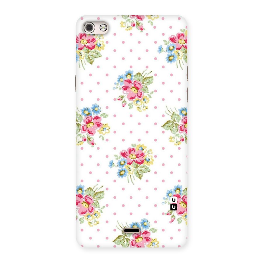 Painted Polka Floral Back Case for Micromax Canvas Silver 5