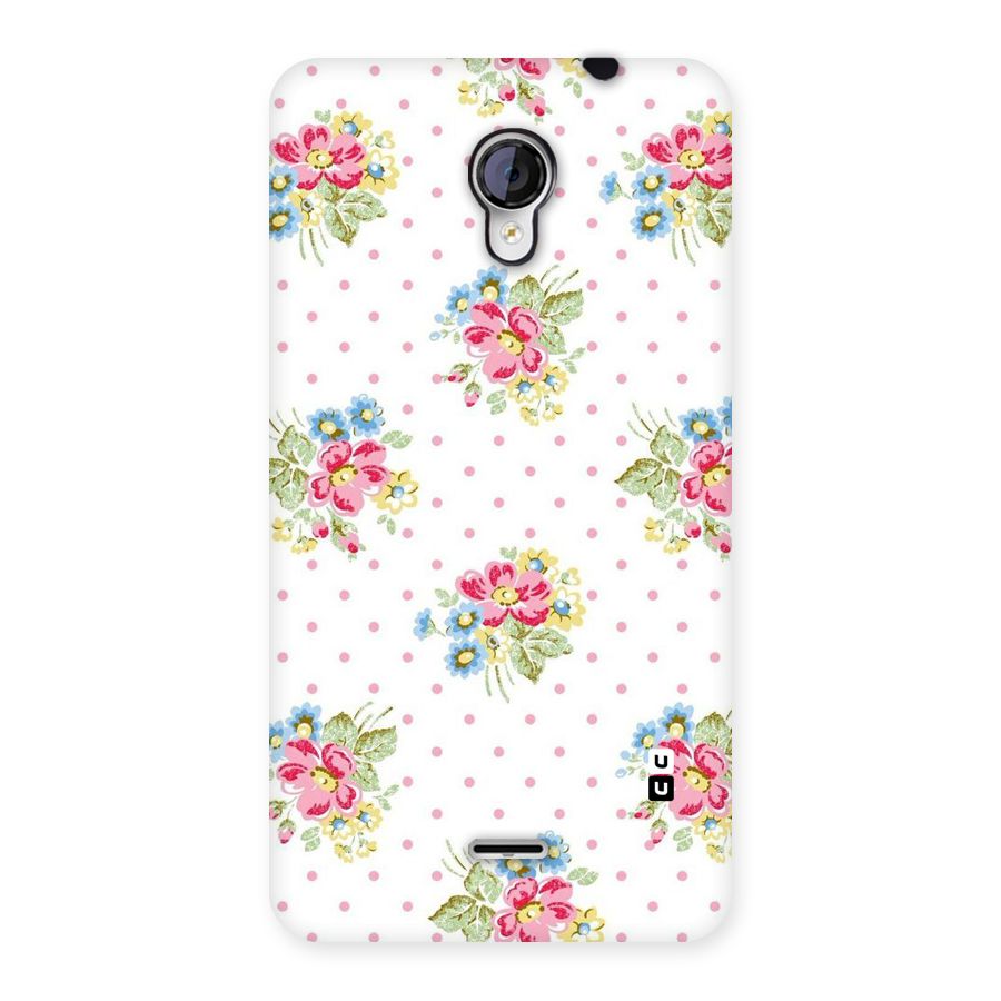 Painted Polka Floral Back Case for Micromax Unite 2 A106