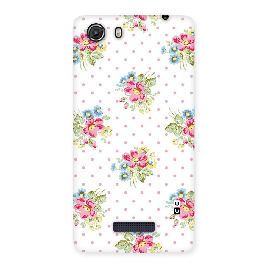 Painted Polka Floral Back Case for Micromax Unite 3