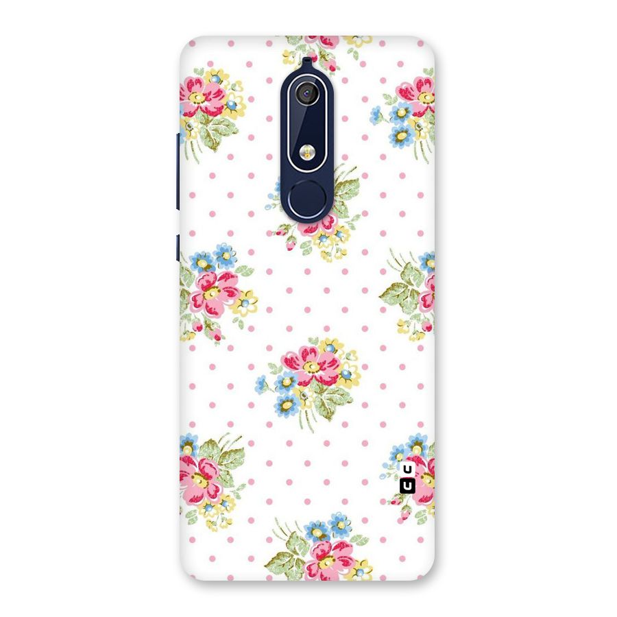 Painted Polka Floral Back Case for Nokia 5.1