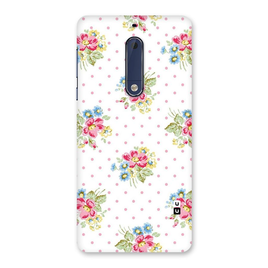 Painted Polka Floral Back Case for Nokia 5