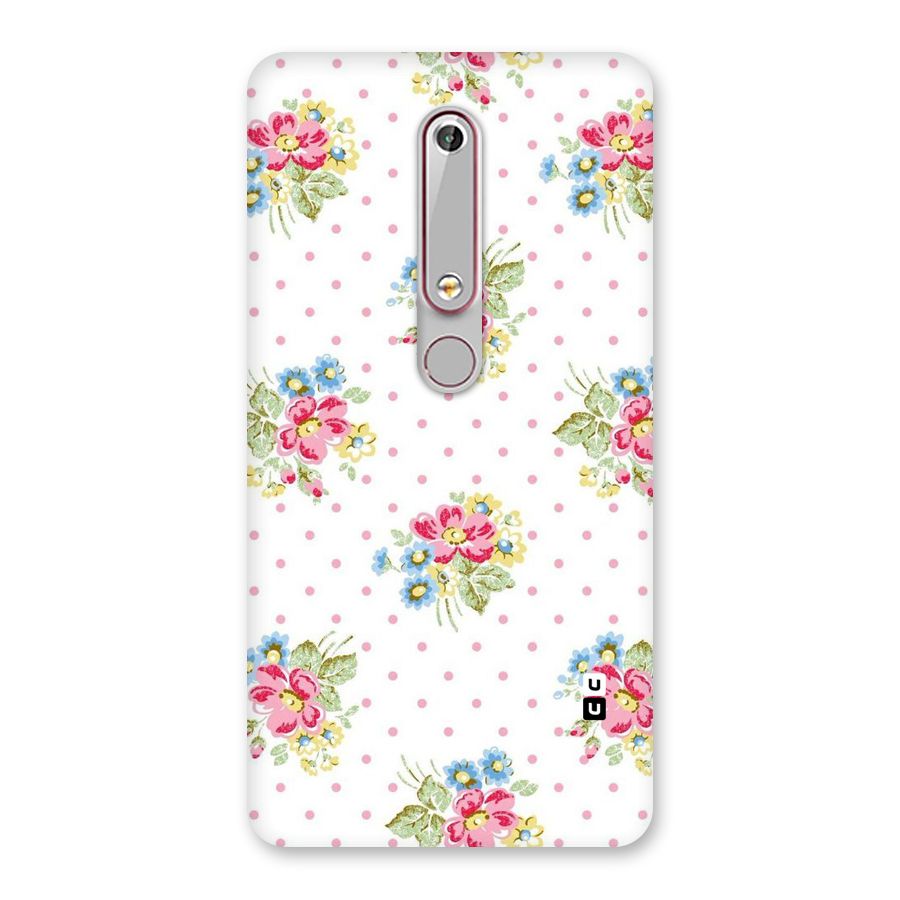 Painted Polka Floral Back Case for Nokia 6.1