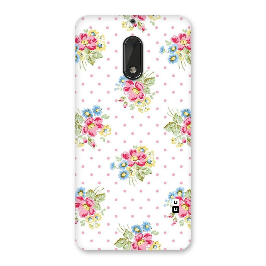 Painted Polka Floral Back Case for Nokia 6