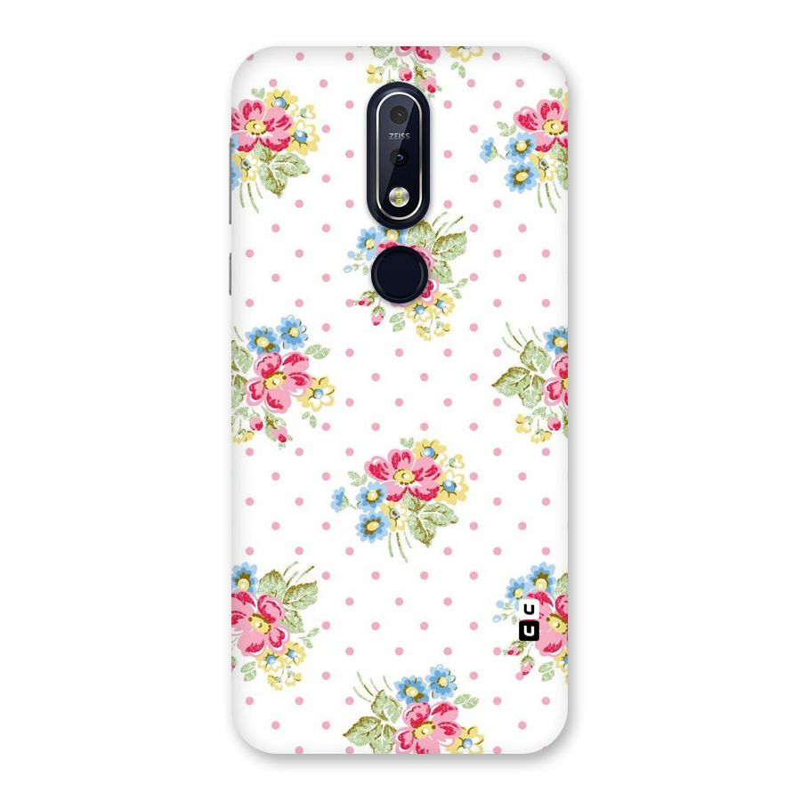 Painted Polka Floral Back Case for Nokia 7.1